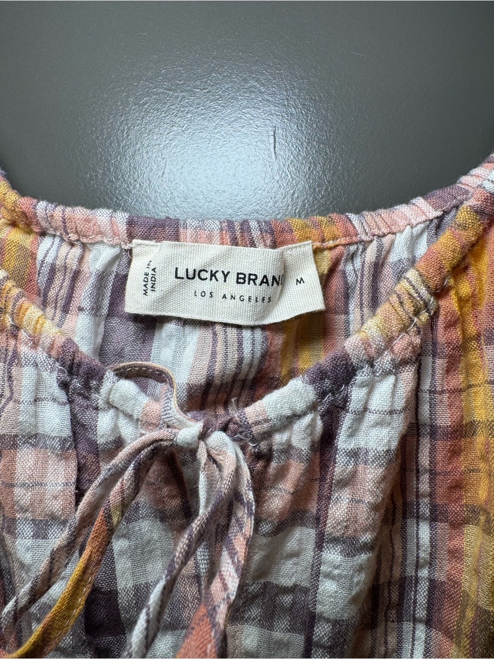 Lucky Brand Plaid Peasant Blouse - Picture 2 of 8